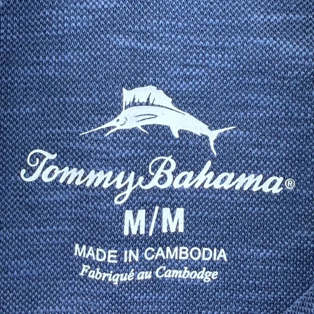 Tommy Bahama Via Del Mar Half Zip Pullover Men's M‎ Ocean Deep Heather Blue